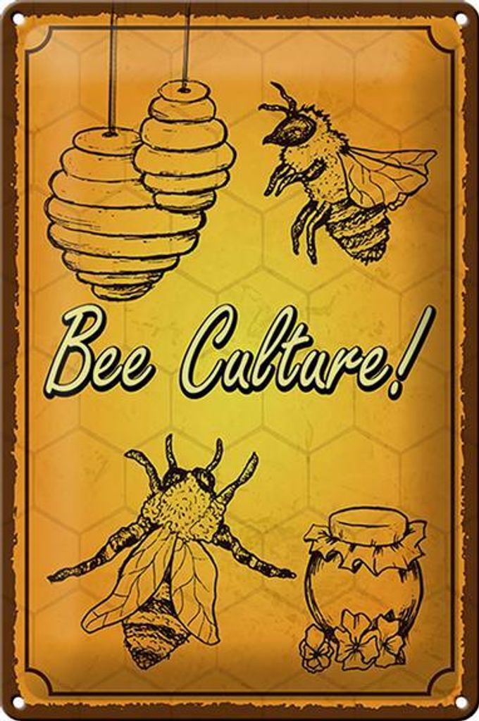 Blechschild Spruch 20x30cm Bee culture Biene Honig Imkerei Produktbild 