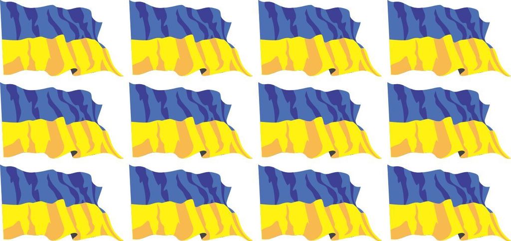 Mini Aufkleber Set - Pack wehend - 50x31mm - selbstklebender Sticker - Ukraine - Flagge / Banner / Standarte fürs Auto, Büro, zu Hause und die Sc...