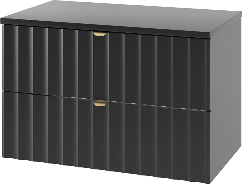 Waschbeckenunterschrank 80 cm breit in schwarz matt AVOLA-140