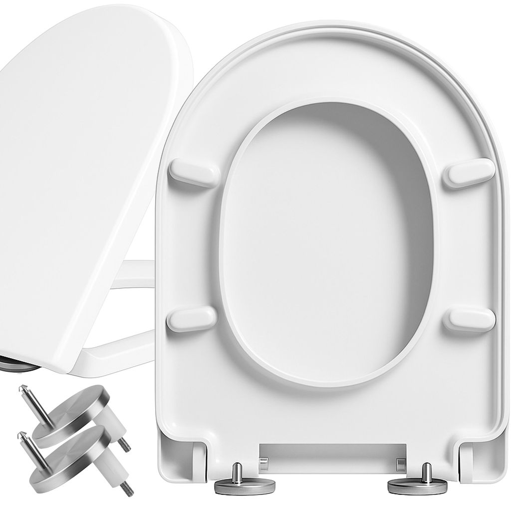 Toilettendeckel WC Sitz Absenkautomatik Klodeckel, Klobrille Toilettensitz WC Deckel Toilet, Abnehmbar, Einfache Montage, Oval Weiß, Retoo