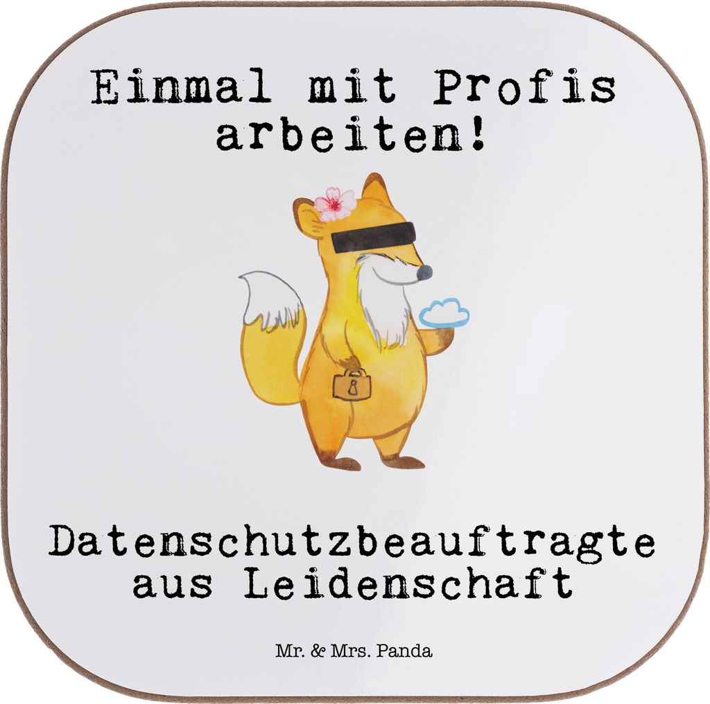 Mr. & Mrs. Panda Untersetzer Tasse Datenschutzbeauftragte Leidenschaft - Weiß - Geschenk, Datenschutz, Lustig, Glas, Beruf, Tischschoner, Coaster,...