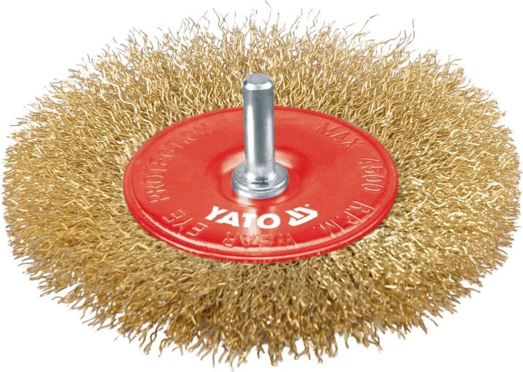 YATO Scheibenbürste 100mm, mit Schaft, Messingdraht 4757