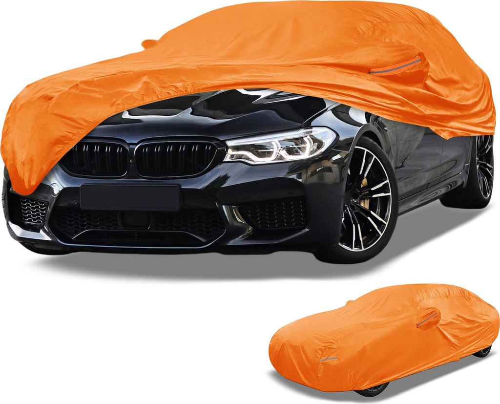 1 Stk. Universal Autoabdeckung Wasserdicht Alle Wetter Sonnenregen Schutz Vollständige Außenabdeckung Aluminiumfolie Baumwolle Orange für Limous...