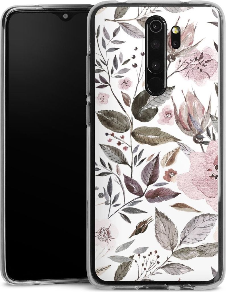 DeinDesign Handyhülle für Xiaomi Redmi Note 8 Pro Silikon Hülle Case Smartphone Schutzhülle Blumen Pastell Wasserfarbe