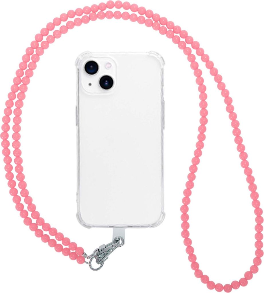 Telefonkette, Trendige Acrylic Perlen Deko Telefonlanyard, Universeller Anti-Fall Hängestrap Für Handys, Pink