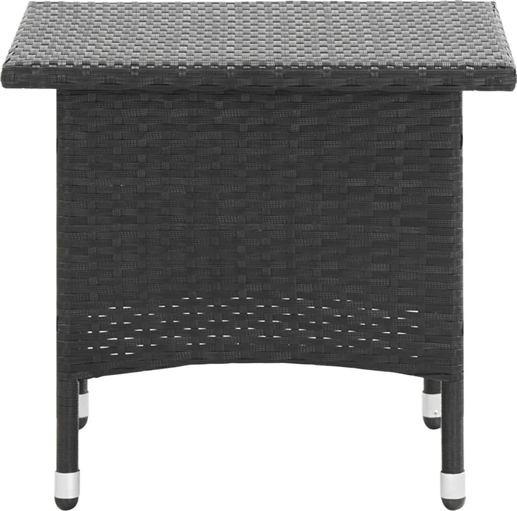 Table d'appoint résistante aux intempéries noire en poly rotin
