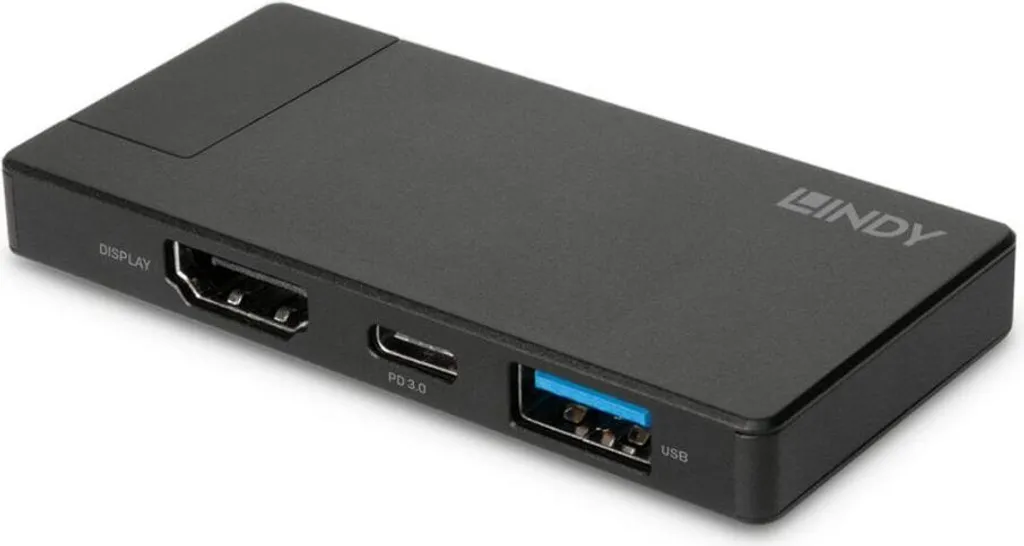 Mini docking station USB C 4K LINDY avec charge d'alimentation - 3