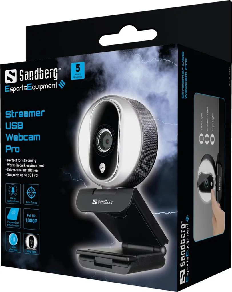 Webcam USB Streaming Full HD - Caméra de Bureau Sandberg avec Micro - 4