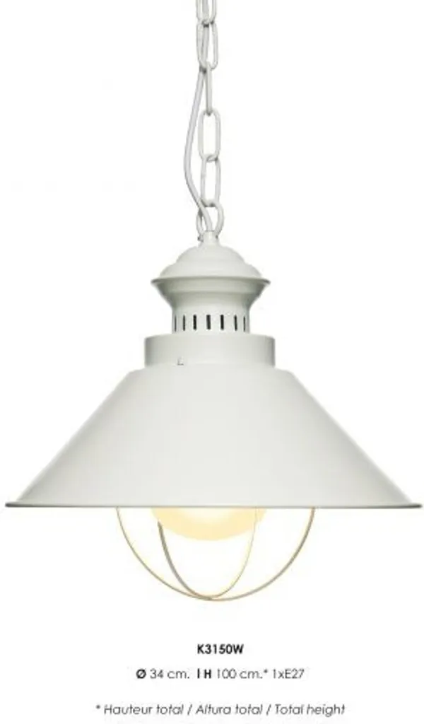 Casa Padrino Lampe à Suspendre Blanche Design Industriel Ø34cm Loft