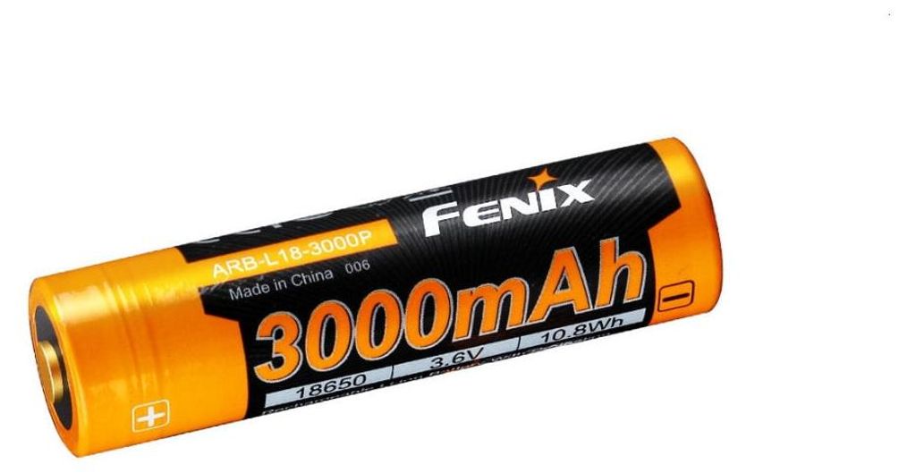 Fenix 18650 Li-Ion Akku 3000 mAh, wiederaufladbar, mit Schutzschaltung und HRL Überhitzungsschutz