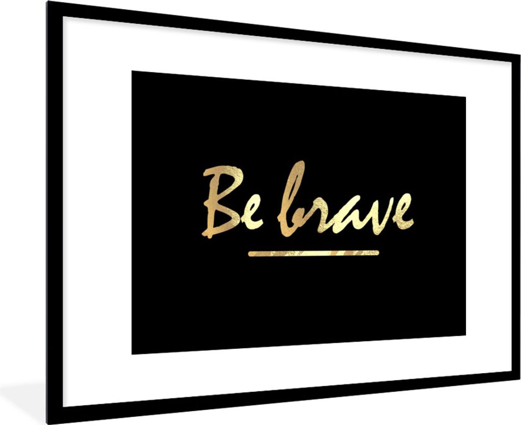 MuchoWow Gerahmtes Poster Zitate - Gold - Schwarz 90x60 cm - Poster mit Schwarzem Bilderrahmen Wandposter Rahmen Foto Bilder - Wanddekoration - F...
