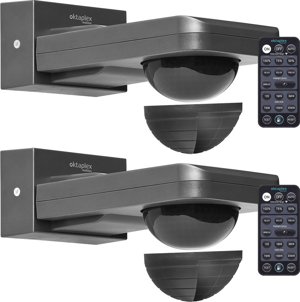 2x Oktaplex Bewegungsmelder Decken- & Wandmontage Dauer-An Funktion Infrarot-Sensor anthrazit