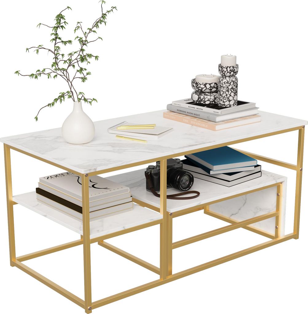 Fortuna Lai Set 2 konferenčných stolíkov Marble White Obrázok produktu 