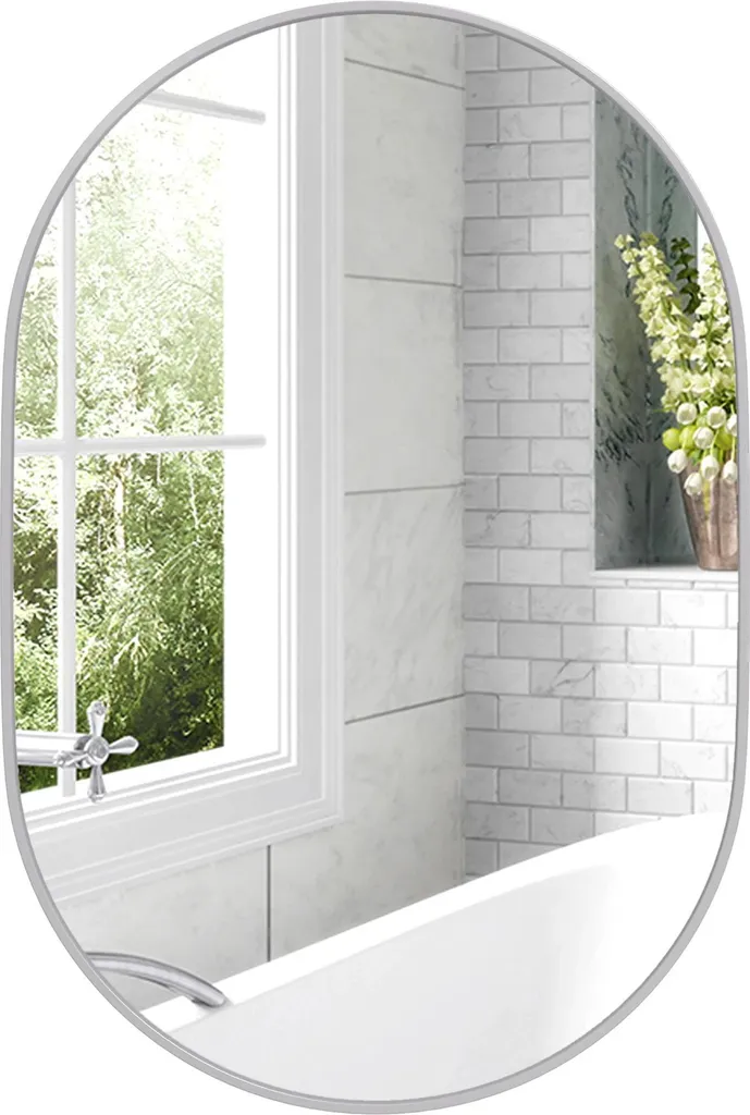 Miroir mural ovale 60x90 cm anti-corrosion pour salle de bain humide