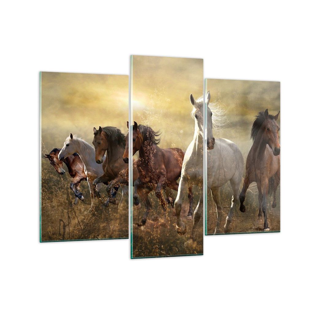 Bilder auf glas - Pferd Tier Natur - 130x100cm - Glasbilder - Wandbilder - Kunstdruck - zum Aufhängen bereit - Wanddekoration aus Glas - Glas Bild...