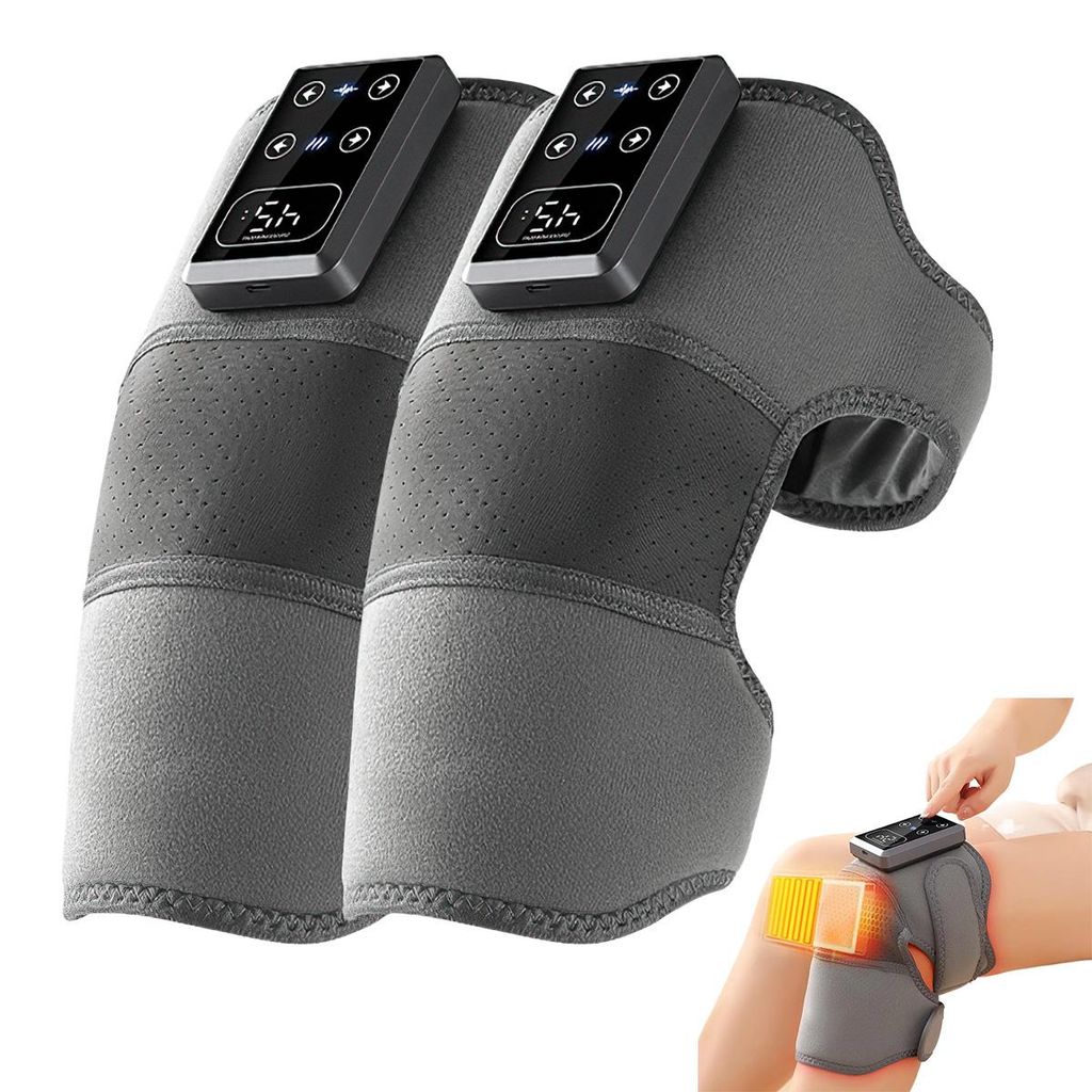 Knie Massagegerät, Kniemassage Heizkissen, Kniebandage Massage Heizkissen, Beheizte Kniebandage, 3000mAh Akku Beheiztes Kniepolster, Heizkissen