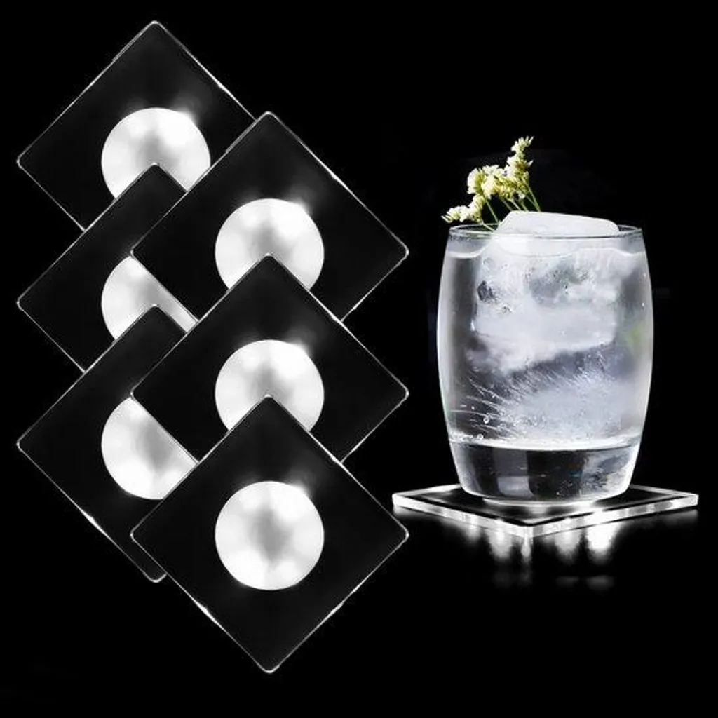 Sous-verre LED étanche : fini les taches et les verres perdus - Lot de 6