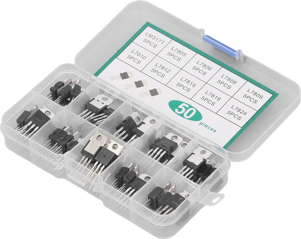 Set 50 Regolatori Lineari TO-220: LM317T, L7805-L7824 per Prototipazione