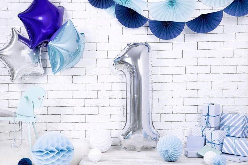 Palloncino in foil numero 1, 86 cm, argento Immagine del prodotto 
