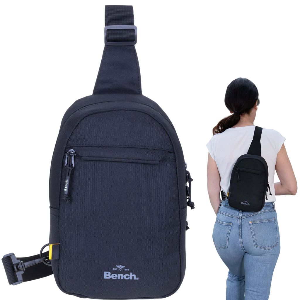 Rucksack Eingurt Crossbody Sling Bag Tasche Damen Herren Daypack klein Small 64213 0100 Schwarz + Etui