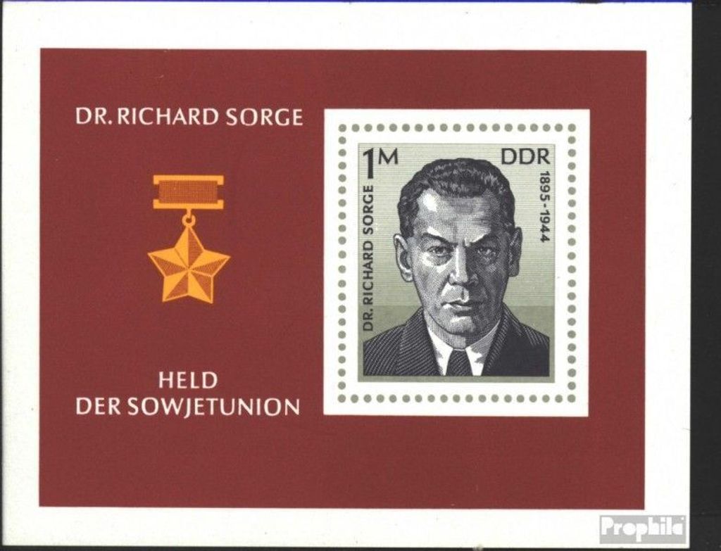 Briefmarken DDR 1976 Mi Block44 (kompl.Ausgabe) postfrisch Dr. Richard Sorge / Bl.44