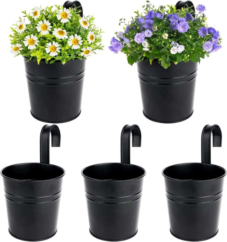 Jardinière suspendue en métal avec crochets pour balcon et jardin
