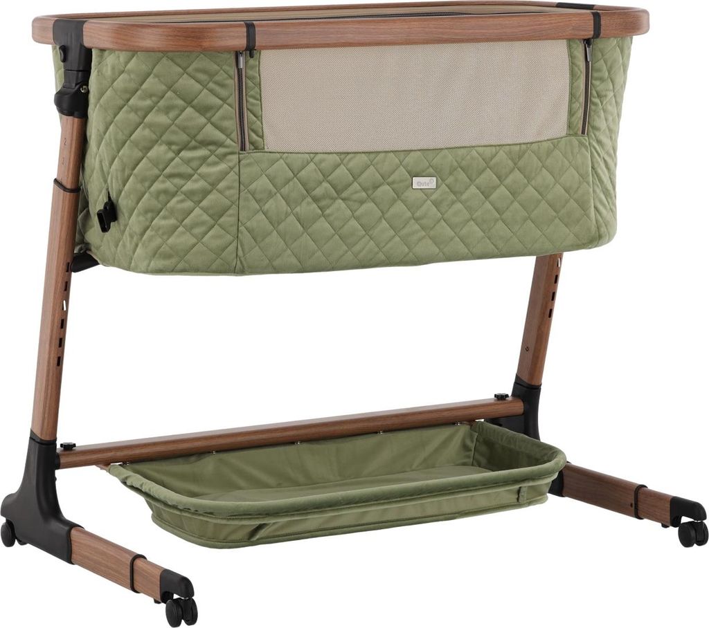 Qute Q-Wiggle Electric Co-Sleeper Electric Green - Walnut | Qute