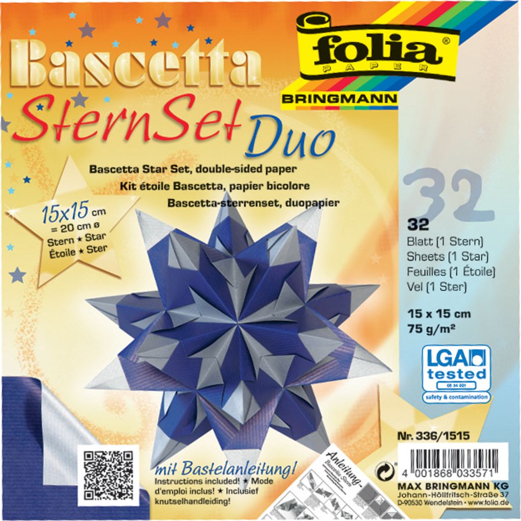 Folia 336/1515 Bascetta Stern - blau/silber, Ø 20 cm Immagine del prodotto 