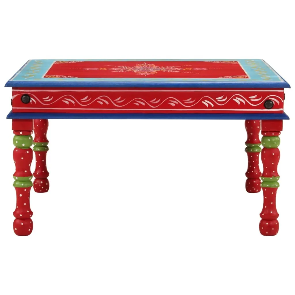 Tavolino Basso Rosso Mango Massiccio - Artigianato di Design