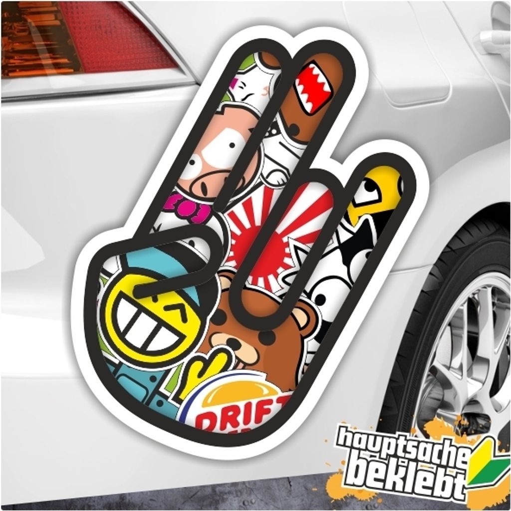 Kiwistar - Autoaufkleber - 30x27 cm - Shocker Hand - Stickerbomb JDM für Auto, Laptop, Fahrrad, LKW, Motorrad Aufkleber Mehrfarbig Sticker Decal