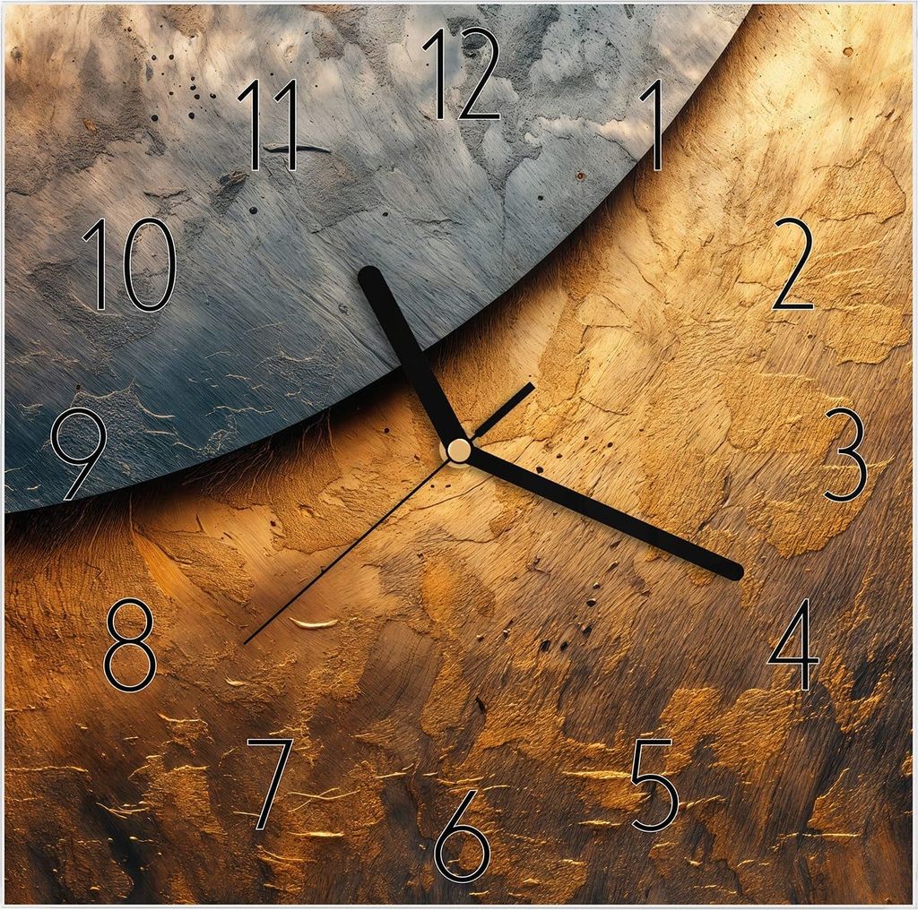 Wanduhr aus Glas mit Motiv Abstraktes Metall- 30 x 30 cm - inkl. Aufhängesystem