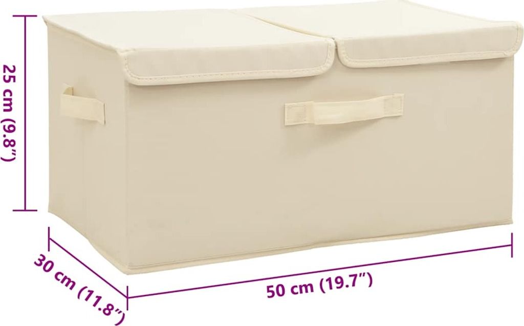 vidaXL Úložné boxy 2 ks látka 50x30x25 cm krémová Obrázok produktu 7