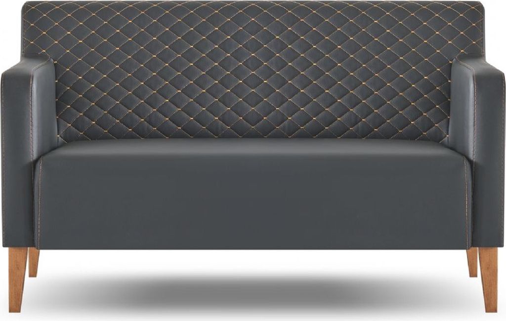 Sofa 2-Sitzer Arbeitszimmer Schwarz Einfarbig Modern Design Wohnzimmer