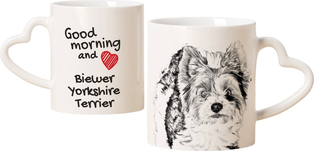 Biewer Terrier, Biewer Yorkshire Terrier - Tasse mit Hund, entzückende Tasse mit herzförmigem Henkel, universelles Geschenk der Marke Art-Dog