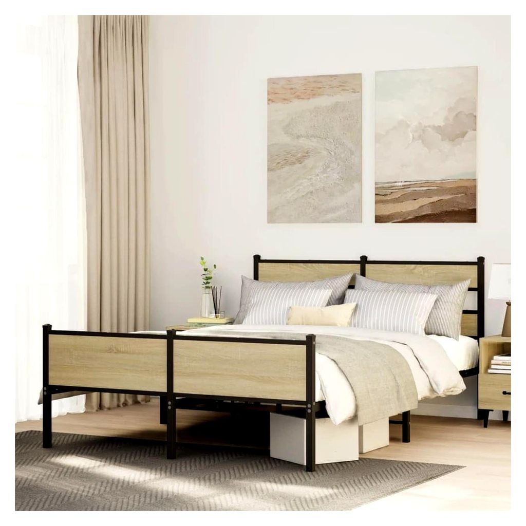 Bettgestell Sonoma Eiche 137x190 cm ohne Matratze