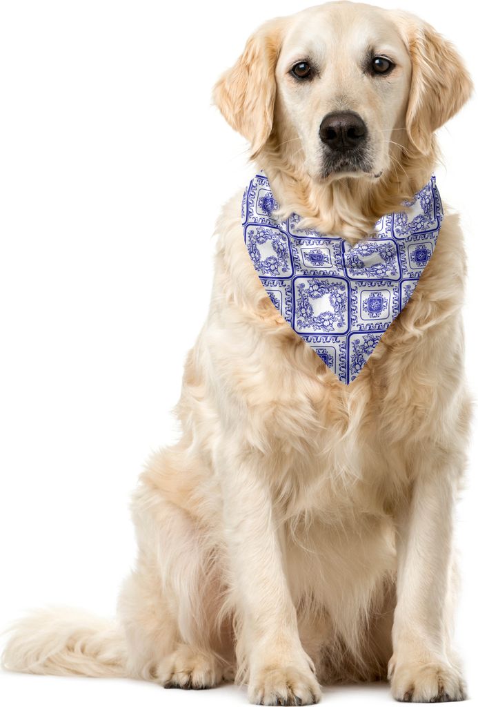 ABAKUHAUS Blume Haustier Bandana, Kunst und Handwerk Blume, 40x40 cm, Weiß und blau