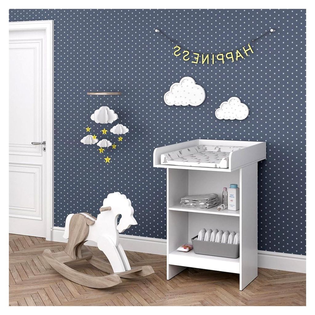 Wickelkommode Leo, Weiß, 60 x 103 cm, mit offenem Regal und abnehmbarem Wickelaufsatz