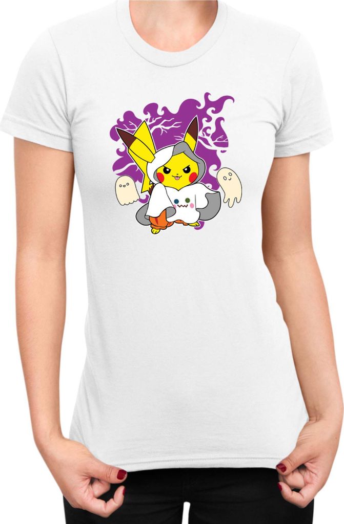 Damen T-Shirt Japan Manga Anime Comics Pokemon 039, Lady M / Weiß