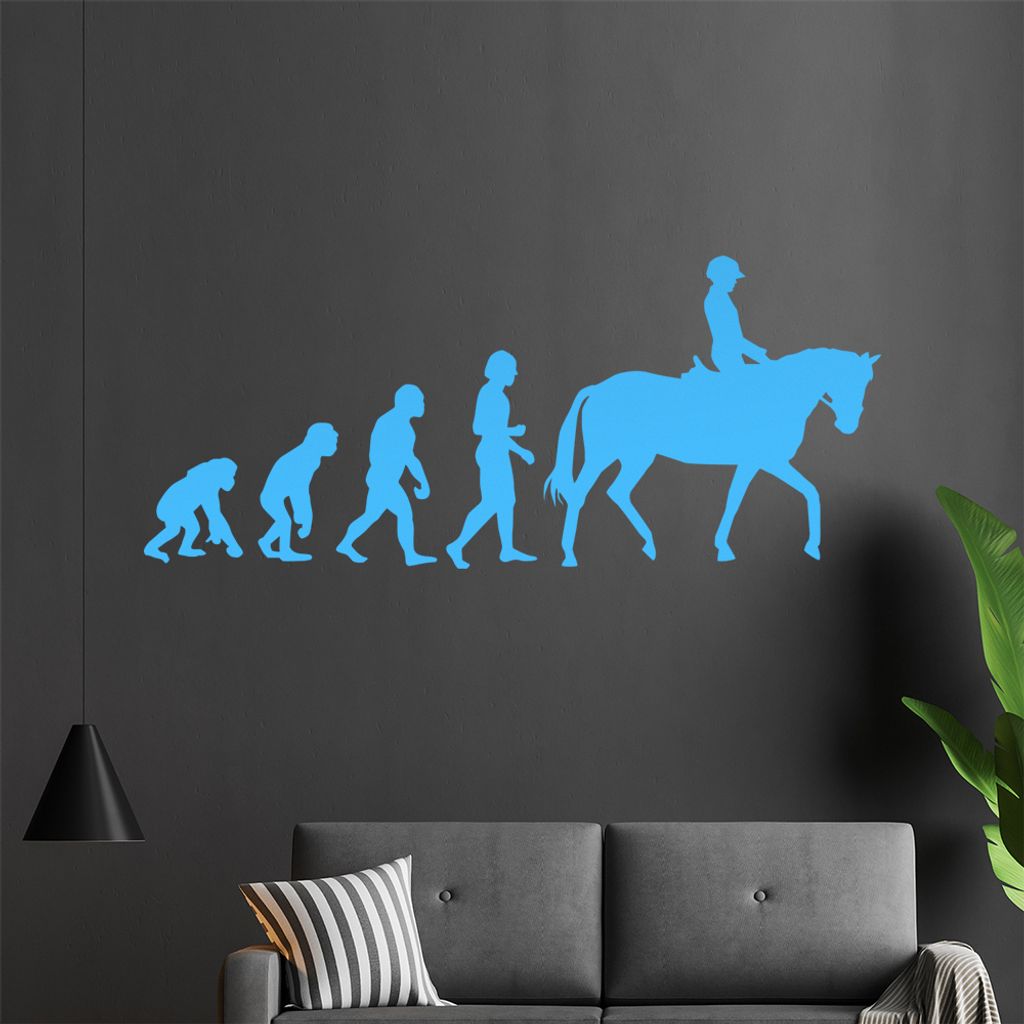 KIWISTAR Evolution Reiter Pferdesport Darwin Wandtattoo in 6 Größen - Wandaufkleber Wall Sticker - Dekoration, Küche, Wohnzimmer, Schlafzimmer, ...