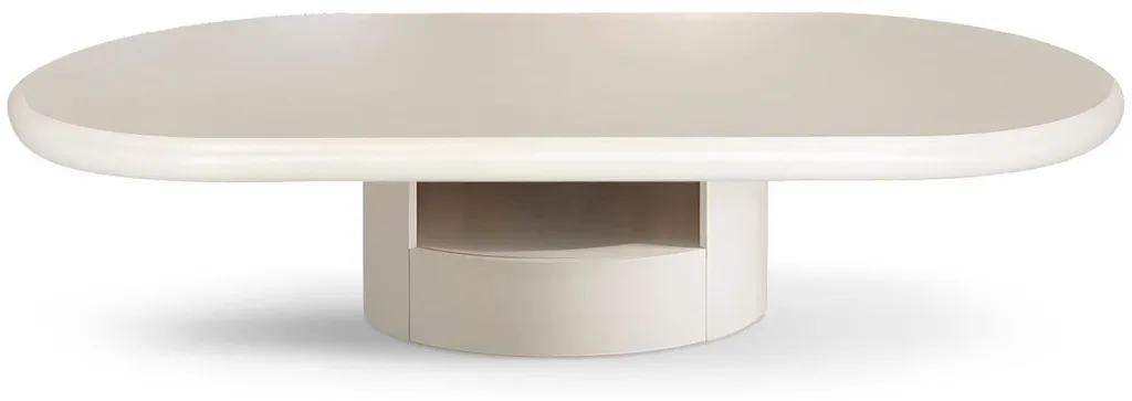 Table basse ovale gain de place avec tiroirs 60x120cm Barket Crème