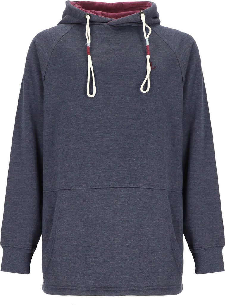 Leitfeuer Damen Sweatpullover in Melange-Optik - Modischer Kapuzenpullover mit Kängurutasche in Dunkelblau Größe XL