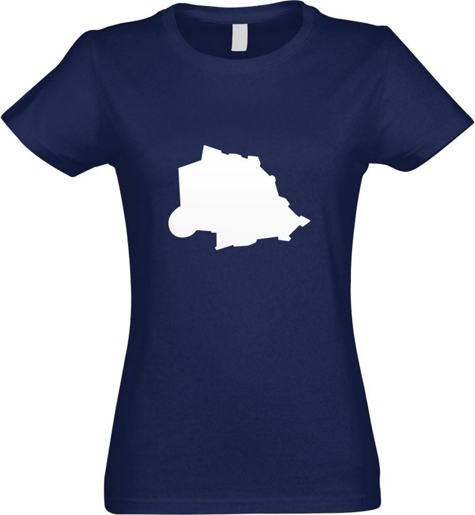 Kiwistar - T-Shirt tailliert - Damen - Navy - Vatikanstadt Umriss Kontur - mit Motiv Bedruckt - Funshirt Design - Sport - Freizeit - Damen - M