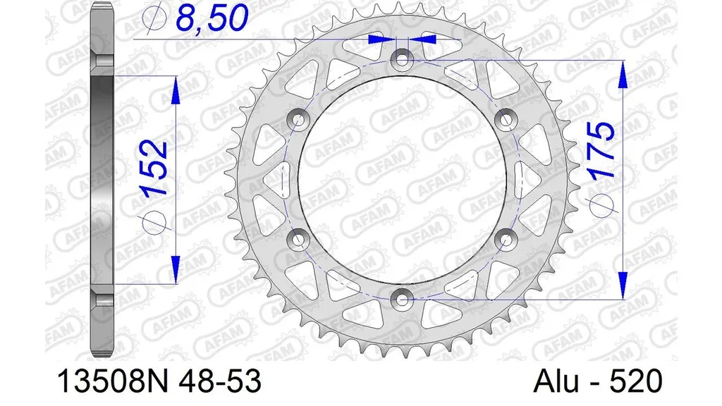 Couronne AFAM Alu 51Z 520 13508N-51 pour supprimer les bruits de chaîne
