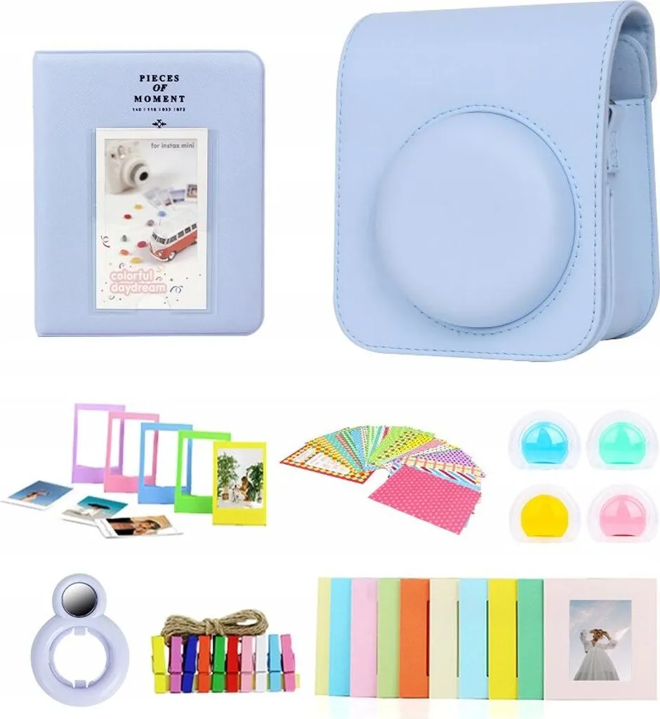 Accessori Instax Mini 12 Blu: Kit 8in1 con Custodia e Filtri Selfie