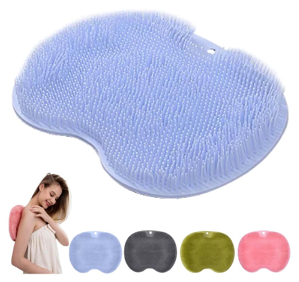 Rutschfestes Silikon-Massagepad für die Dusche, Rückenschrubber-Massagematte mit Saugnäpfen, Badematte für Peeling (Blau)
