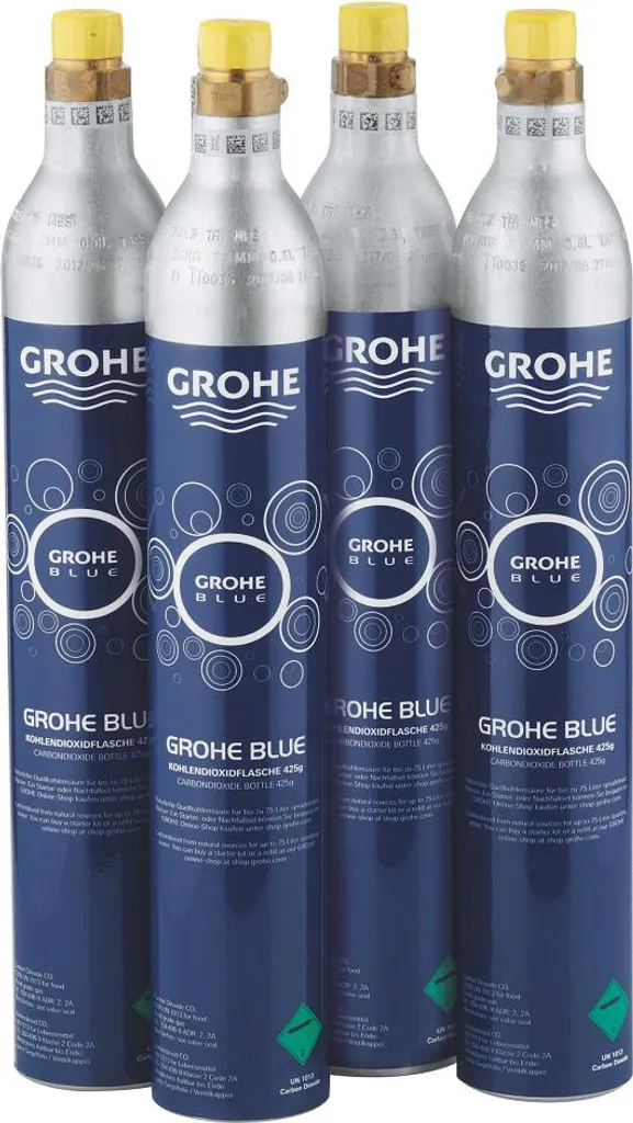 Cylindre de CO2 Grohe Blue 425g : Lot de 4 recharges pour eau gazeuse