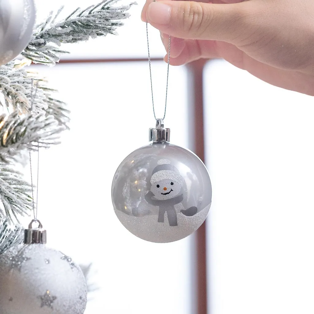Boules de Noël Décoratives 6cm Argent et Blanc - Coffret de 16 Pièces Chic - 5