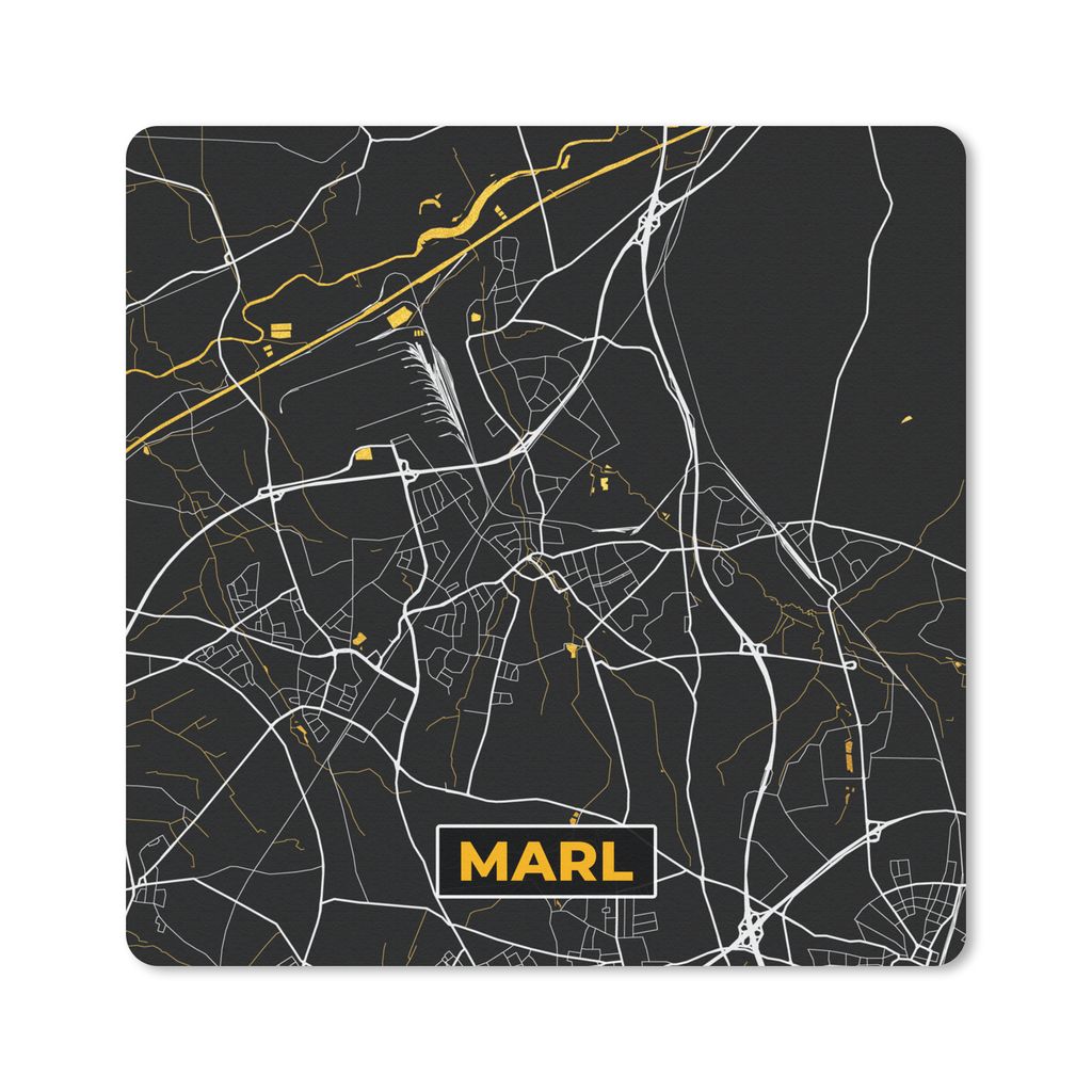 MuchoWow Mauspad Mousepad Gold - Deutschland - Karte - Stadtplan - Marl 20x20 cm - Mousepads - Maus Mat - Pad - Mausunterlage - Desk Mat - Bureau...