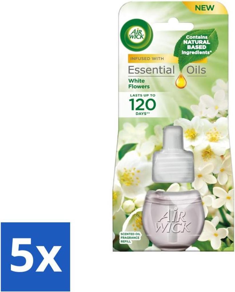Air Wick – Lufterfrischer-Nachfüller – Ätherische Öle – Freesie & Jasmin – Elektrischer Duftdiffusor – 20 ml - Vorteilspack - 5 Stücke