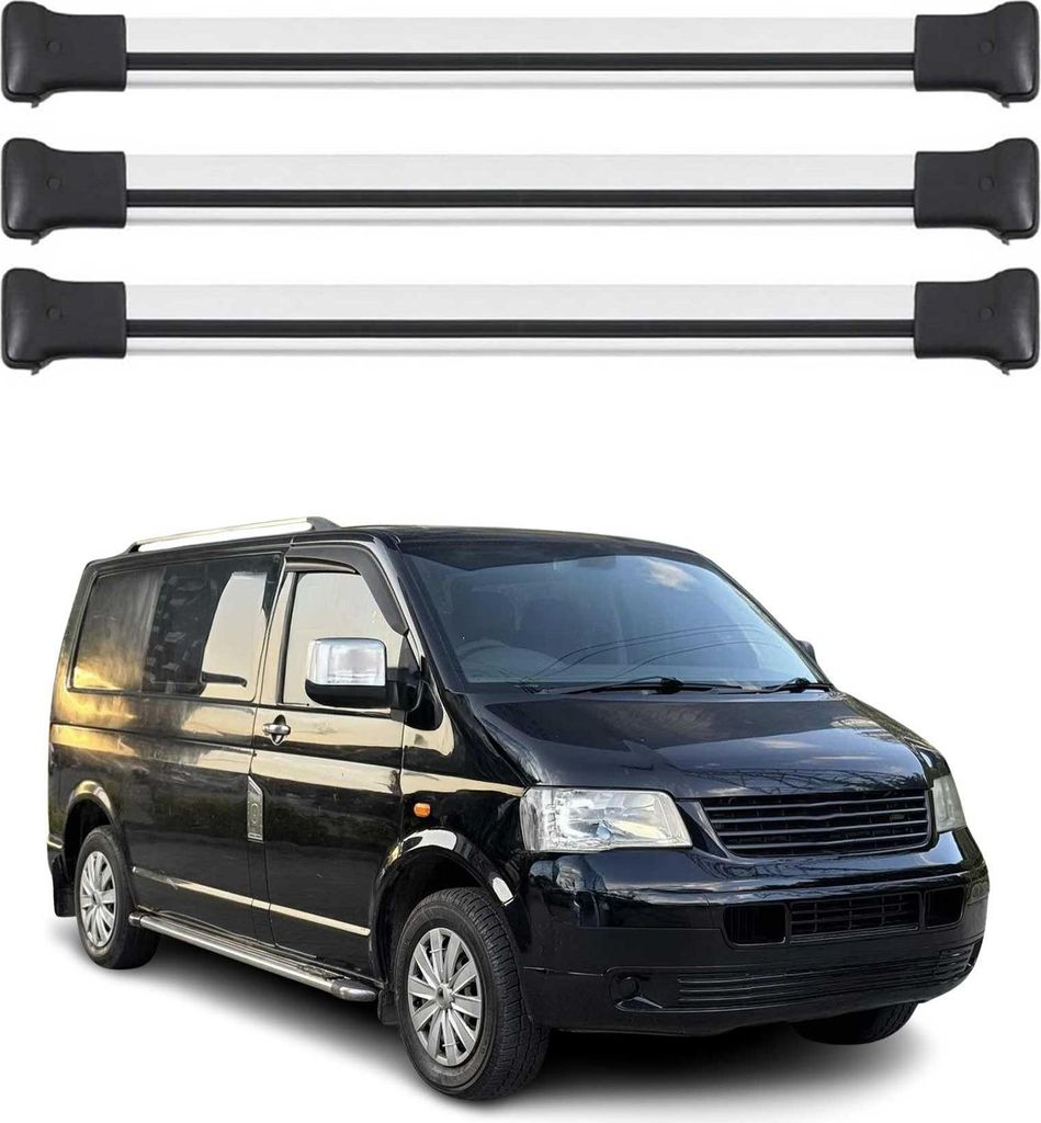 Dachträger für VW T5 Transporter Caravelle Multivan 2003-2015 75kg Silber 3 tlg